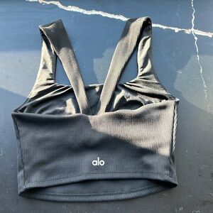 ALO Yoga Ribbed Cropped Tank Black Small
